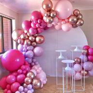 🎈 132pcs princess hot pink balloon set with rose red and chrome rose gold balloons: perfect for birthday, engagement, graduation, picnic, baby shower, christmas or party decorations. логотип