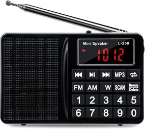 img 4 attached to Portable Radio with Optimal Receiving Performance, AM/FM/SW Shortwave Radio with Headphone Output, AUX Input, MP3 Compatibility, External Speaker, TF Card Slot, Auto Station Storage, and Lithium Battery Power