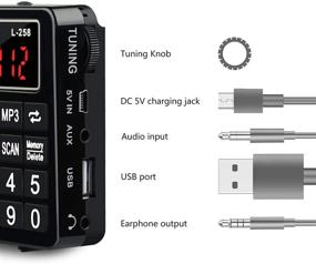 img 2 attached to Portable Radio with Optimal Receiving Performance, AM/FM/SW Shortwave Radio with Headphone Output, AUX Input, MP3 Compatibility, External Speaker, TF Card Slot, Auto Station Storage, and Lithium Battery Power