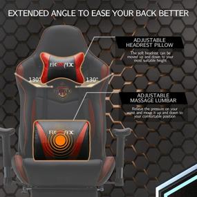 img 1 attached to Ficmax Ergonomic Gaming Chair: High Back Racing Chair with Footrest, Massage, Reclining Feature, Large Size, Pro Gamer Chair with Headrest and Lumbar Support - Perfect for E-Sports and Home Office