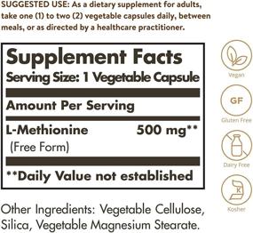 img 3 attached to 🌱 Solgar L-Methionine 500 mg: Antioxidant & Fat Metabolism Support - 90 Veg Caps - Vegan, Gluten Free, Dairy Free, Kosher