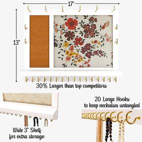 img 1 attached to 📌 Large White Wall Mounted Jewelry Organizer by Klesis Shoppe - Hanging Jewelry Storage with Earring, Necklace, Ring, Bracelet, and Stud Earring Holders - 5 Background Options