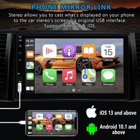 img 1 attached to 🚗 7-дюймовая магнитола Double Din для автомобиля с поддержкой Apple Carplay и Android, сенсорным HD-экраном, автомобильным мультимедийным плеером - Bluetooth, Mirror Link, камерой заднего вида, USB/TF-портом, AUX-входом, FM/AM-радио