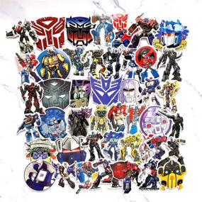 img 2 attached to 🏞️ Pack of 50 Waterproof Transformers Stickers for Water Bottle, Laptop, Bike, Skateboard, Luggage, Box - Vinyl Graffiti Patches by BRWJ