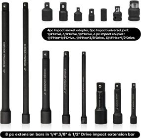 img 3 attached to Enhance Your Toolkit with SEKETMAN 18-Piece Drive Tool Accessory Set - Socket Adapters, Extensions, Universal Joints, and Impact Coupler for Professional Socket Success
