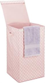 img 4 attached to 🎀 mDesign Large Laundry Hamper Basket with Hinged Lid - Portable and Foldable for Compact Storage - Single Hamper Design for Nursery, Girl's Room, Kid's Playroom - Polka Dot Print - Pink/White Dots