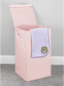 img 3 attached to 🎀 mDesign Large Laundry Hamper Basket with Hinged Lid - Portable and Foldable for Compact Storage - Single Hamper Design for Nursery, Girl's Room, Kid's Playroom - Polka Dot Print - Pink/White Dots