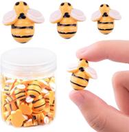 quacoww 60 pieces tiny resin bees: decorative bumblebee craft embellishments with storage box logo
