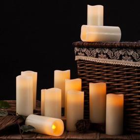img 3 attached to 🕯️ Set of 12 Flameless Candles – Battery Operated LED Pillar Candles with Remote Control, 24-hour Timer, Real Wax, Unscented, Ivory Color (No Moving Wick)