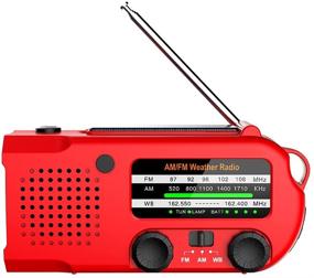 img 3 attached to 🌦️ Ultimate Emergency Weather Radio: Solar Hand Crank AM FM NOAA Portable with 3W Flashlight, Reading Lamp, and Upgraded 5000mAh Power Bank (RED)