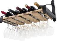 rustic state natural wood wall mounted wine rack & liquor bottle storage holders with stemware organizer логотип