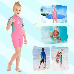 img 3 attached to 👶 Wetsuit Kids Shorty Neoprene Thermal Diving Swimsuit 2.5MM: Best UV Protection One Piece Children Rash Guard & Sunsuit for Surfing