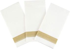 img 3 attached to 🎉 Premium Quality PARTY BARGAINS Disposable Linen-feel Paper Guest Towels - (100 Pack) Elegant White w/Gold Print Cloth-like Paper Hand Towels for Bathroom, Soft & Durable Paper Napkins for Dinner, Wedding Party