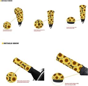 img 3 attached to 🌻 Coloranimal Stylish Sunflower Steering Wheel Cover Set for Women - 3 Piece Anti-Slip Stretch Cover for Steering, Gear Shift Knob, and Handbrake Lever