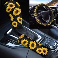 🌻 coloranimal stylish sunflower steering wheel cover set for women - 3 piece anti-slip stretch cover for steering, gear shift knob, and handbrake lever logo