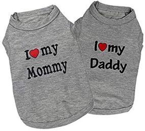 img 1 attached to DERUILA Small Dog Clothes - I Love My Mommy/Daddy Puppy T Shirt for Small Medium Dogs and Cats - 2Pack