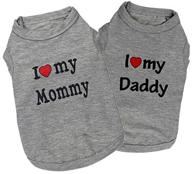 deruila small dog clothes - i love my mommy/daddy puppy t shirt for small medium dogs and cats - 2pack логотип