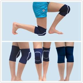 img 1 attached to 🏐 LZEEM Soft Kneepads Cotton Volleyball Tennis 1 Pair - Women Pole Dance Yoga Knee Protector Guards for Athletic Use Adult Cycling Gym Workout Exercise Skating Knee Brace Support With Sponge (Blue, S)