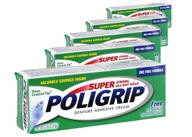 🦷 (5 pack) super poligrip denture adhesive cream - strong, all-day hold - zinc free - no artificial flavors or colors - convenient 0.75 oz. ea. size logo