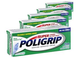 img 1 attached to 🦷 (5 Pack) Super Poligrip Denture Adhesive Cream - Strong, All-Day Hold - Zinc Free - No Artificial Flavors or Colors - Convenient 0.75 oz. ea. Size