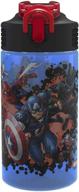 🔵 marvel comics water bottle - captain america, iron man & groot - with straw logo