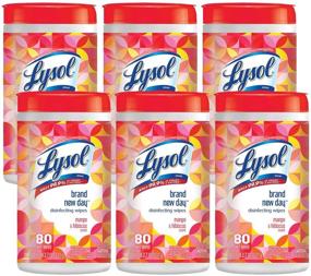 img 1 attached to 🍊 Lysol Disinfecting Wipes Mango & Hibiscus - Pack of 6 (80ct) – Kills Germs and Refreshes Surfaces