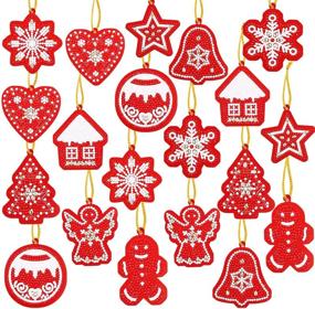 img 4 attached to 🎄 Set of 20 DIY Christmas Diamond Painting Key Chain Tags - Handicraft Winter Cards Pendant for Family Decoration