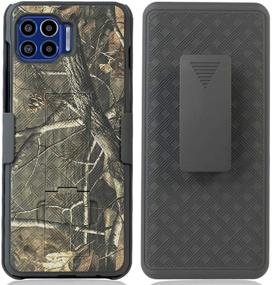 img 3 attached to 🌲 Nakedcellphone Outdoor Camouflage Case with Clip for Moto One 5G — Real Woods Tree Leaf Camo Cover + Kickstand + Belt Holster for Motorola Moto One 5G UW (XT2075)