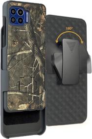 img 4 attached to 🌲 Nakedcellphone Outdoor Camouflage Case with Clip for Moto One 5G — Real Woods Tree Leaf Camo Cover + Kickstand + Belt Holster for Motorola Moto One 5G UW (XT2075)