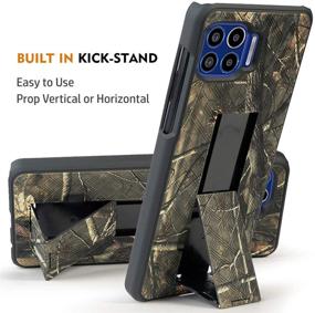 img 1 attached to 🌲 Nakedcellphone Outdoor Camouflage Case with Clip for Moto One 5G — Real Woods Tree Leaf Camo Cover + Kickstand + Belt Holster for Motorola Moto One 5G UW (XT2075)