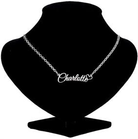 img 1 attached to DemiJewelry Personalized Name Necklace - Engraved Sterling Silver Heart Pendant for Women and Girls