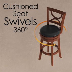 img 2 attached to 🪑 Swivel High Back Stool in Brown - Elevate Your Space with 360° Rotating Seat, Faux Leather, and Solid Dark Wood Finish - Counter or Bar Height (29")