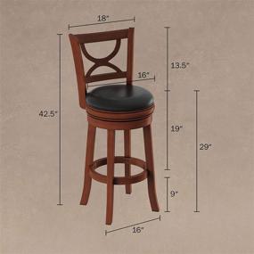 img 3 attached to 🪑 Swivel High Back Stool in Brown - Elevate Your Space with 360° Rotating Seat, Faux Leather, and Solid Dark Wood Finish - Counter or Bar Height (29")