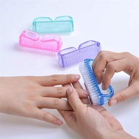 img 4 attached to 🧼 4 Pack of Handle Grip Nail Brush Fingernail and Toenail Scrub Cleaning Brushes - Premium Pedicure & Manicure Tool for Nails and Toes