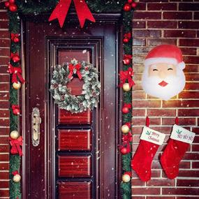 img 3 attached to 🎅 Set of 2 Santa Claus Porch Light Covers for Outdoor Christmas Decorations with Elastic Band - Ideal for Front Porch, Garage Light, and Holiday Decor - Size: 11.8 Inch