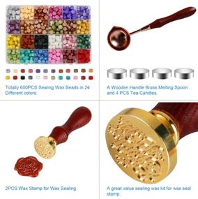 img 2 attached to 608PCS Sealing Wax Kit - Nafaboig Sealing Wax Sticks with 24 Colors Wax Seal Beads, 4 White Tea Candles, Sealing Wax Melting Spoon and 2PCS Wax Stamp Set for Wax Sealing, Crafts and Decoration