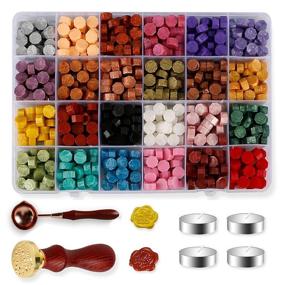 img 4 attached to 608PCS Sealing Wax Kit - Nafaboig Sealing Wax Sticks with 24 Colors Wax Seal Beads, 4 White Tea Candles, Sealing Wax Melting Spoon and 2PCS Wax Stamp Set for Wax Sealing, Crafts and Decoration