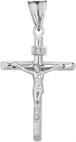 img 2 attached to 🙏 Dainty 0.90-inch INRI Crucifix Cross Pendant in Solid Sterling Silver - Jesus Christ Inspired