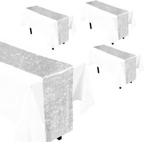 img 4 attached to ✨ Shimmering Silver Table Runner: Elegant Tablecloth Decoration