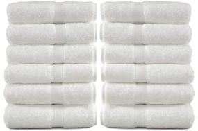 img 4 attached to 🧽 Premium 12-Pack Luxury Cotton White Washcloths for Hotel & Spa Use - Soft and Absorbent Face and Fingertip Towels (13'' x 13'')