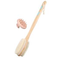 enhance hair growth and relaxation with our scalp massager and body brush shower set - dual sided exfoliating body scrubber for soft and stiff bristle experience - ergonomically designed for promoting circulation logo