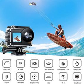 img 3 attached to 📸 Upgrade 2021 - 4K Action Camera, 30FPS 20MP Ultra HD, WiFi, 170° Wide Angle, EIS, 131FT Waterproof, Underwater Camera with Remote Control, Sony Sensor, Mounting Accessories Kit for Snorkeling & Vlogging