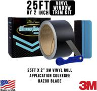 🎨 gold label detailing 3m black out trim chrome delete vinyl wrap kit - 25ft roll of 3m scotchprint 1080 with felt edge squeegee and razor blade included (satin, 2-inch) logo