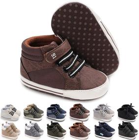 img 4 attached to 👟 CENCIRILY Baby Boys Girls High Top Sneakers Soft Soles Non-Slip Infant Ankle Shoes Toddler Prewalker First Walking Crib Shoes