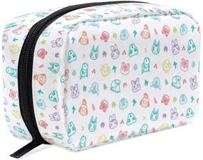 img 4 attached to 👜 Travel-friendly Animal Crossing Cosmetic Bag: Portable and Stylish Pouch with Zipper for Makeup, Pencils & Wallet - Animal Crossing Pattern 005