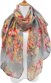 img 2 attached to 🌸 Stylish GERINLY Lightweight Scarves: Fashionable Flowers Print Women Cotton Wrap Scarf