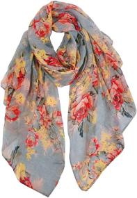 img 4 attached to 🌸 Stylish GERINLY Lightweight Scarves: Fashionable Flowers Print Women Cotton Wrap Scarf