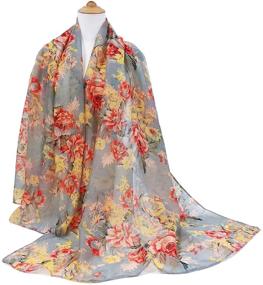 img 1 attached to 🌸 Stylish GERINLY Lightweight Scarves: Fashionable Flowers Print Women Cotton Wrap Scarf