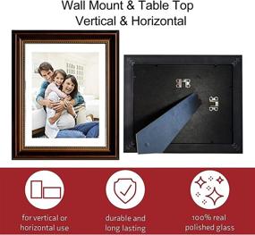 img 3 attached to 🖼️ Set of 2 Brown with Gold Beads 8x10 Picture Frames - Real Glass, Wall Mount & Tabletop Display, Photo Frames 8x10