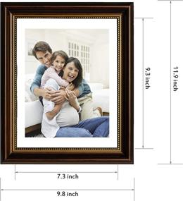 img 2 attached to 🖼️ Set of 2 Brown with Gold Beads 8x10 Picture Frames - Real Glass, Wall Mount & Tabletop Display, Photo Frames 8x10